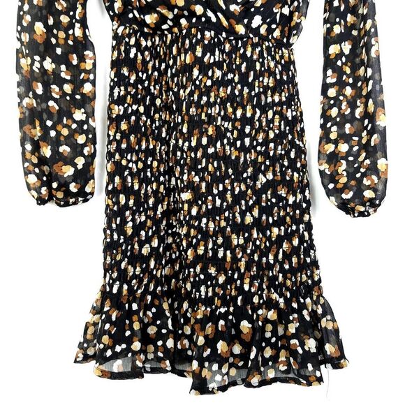 Row A Smocked Printed Long Sleeve Chiffon Mini Dress Size XS - Picture 8 of 11